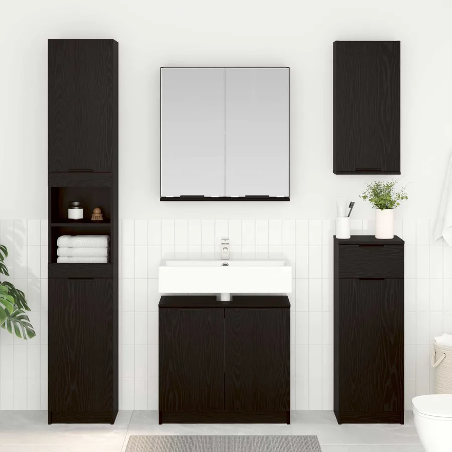 Ensemble de mobilier de salle de bain 3 pcs Chêne noir - 4