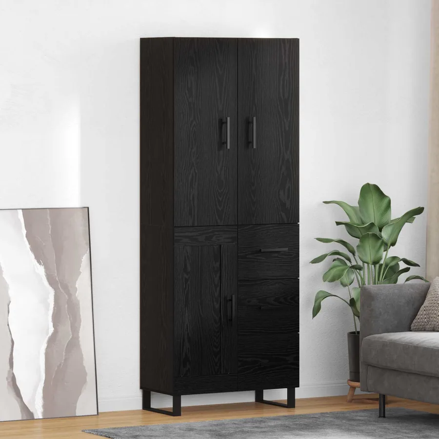 Haut Armoire avec tiroir 2 pcs Chêne noir 69,5 x 34 x 180 cm