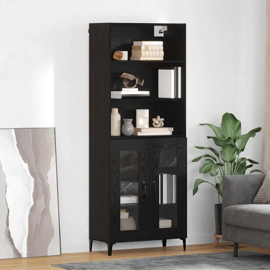 Haut Armoire Chêne noir 69,5 x 34 x 180 cm Bois d'ingénierie