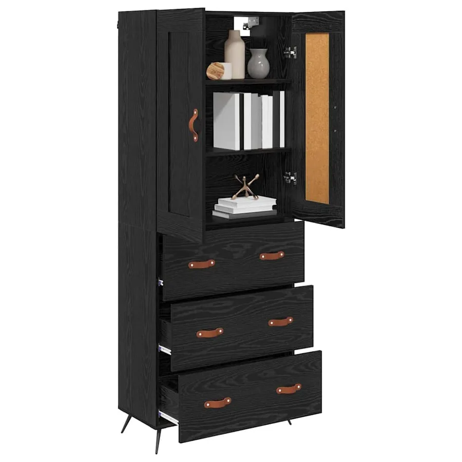 Haut Armoire Chêne noir 69,5 x 34 x 180 cm Bois d'ingénierie - 3