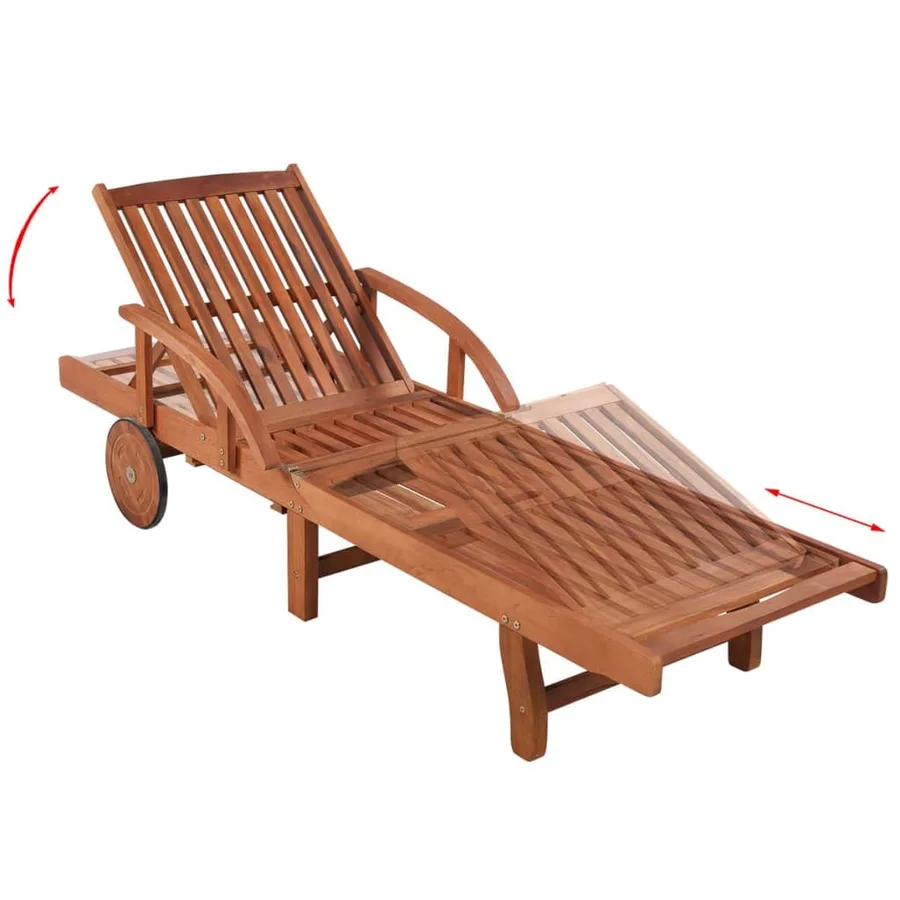 Chaise longue avec table Bois d'acacia solide - 4
