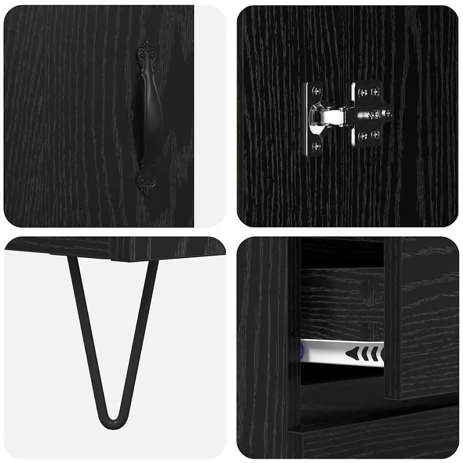 Haut Armoire 2 pcs Chêne noir Bois d'ingénierie et verre - 11
