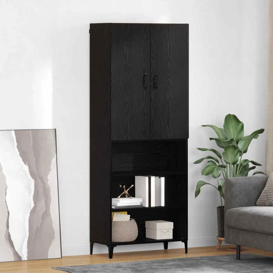Haut Armoire Chêne noir 69,5 x 34 x 180 cm Bois d'ingénierie