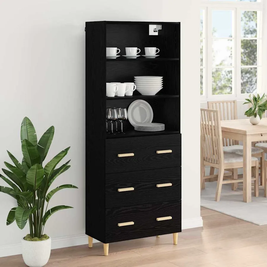 Haut Armoire Chêne noir 69,5 x 32,5 x 180 cm Bois d'ingénierie - 4