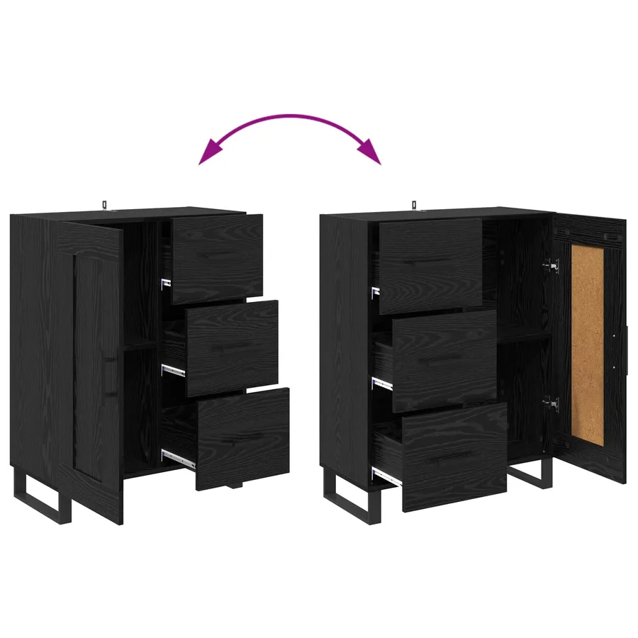 Haut Armoire 2 pcs Chêne noir Bois Aggloméré et Verre - 13