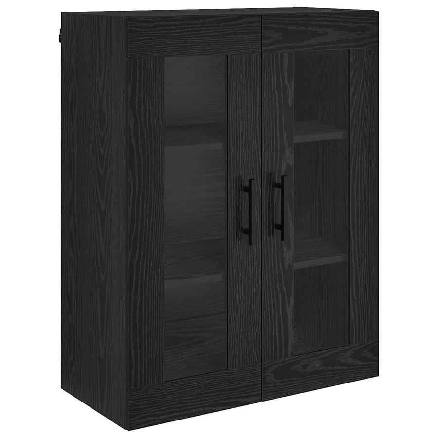 Haut Armoire 2 pcs Chêne noir Bois Aggloméré et Verre - 7