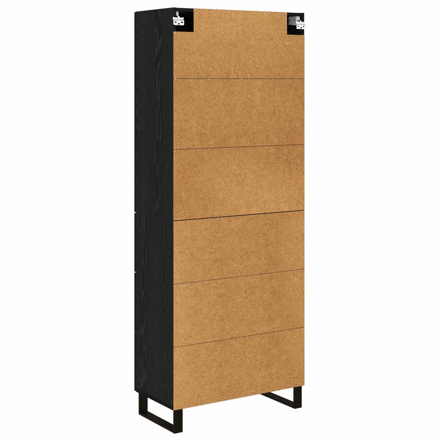Haut Armoire 2 pcs Chêne noir Bois Aggloméré et Verre - 8