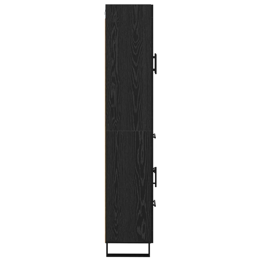 Haut Armoire 2 pcs Chêne noir Bois Aggloméré et Verre - 9