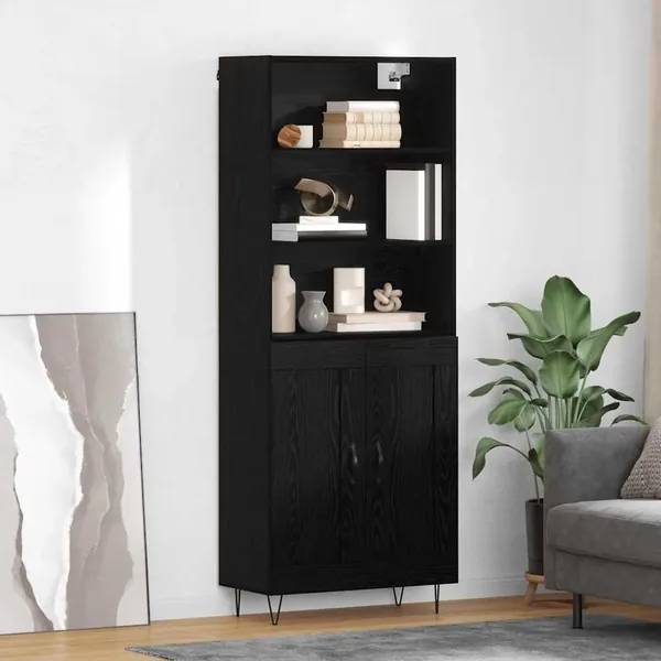Haut Armoire avec tiroir 2 pcs Chêne noir Bois d'ingénierie
