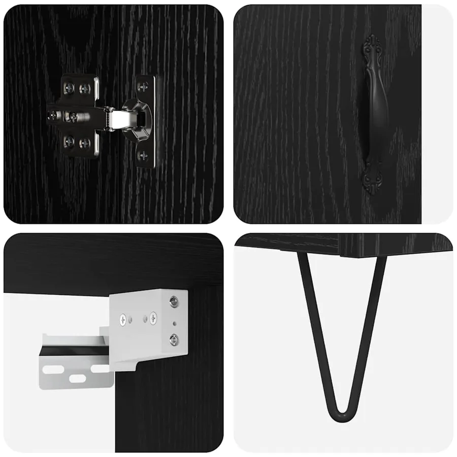 Haut Armoire avec tiroir 2 pcs Chêne noir Bois d'ingénierie - 11