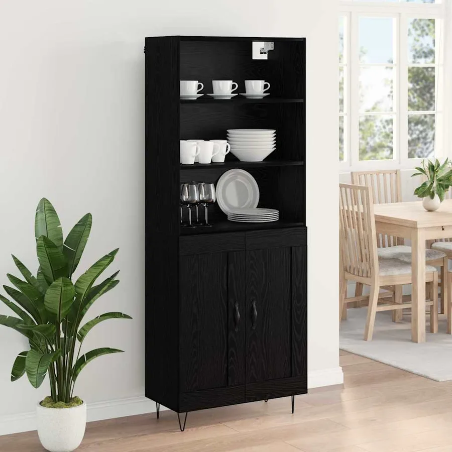 Haut Armoire avec tiroir 2 pcs Chêne noir Bois d'ingénierie - 4