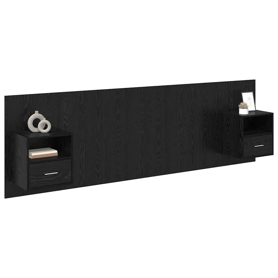 Tête de lit avec armoire 3 pcs Chêne noir Bois d'ingénierie - 3