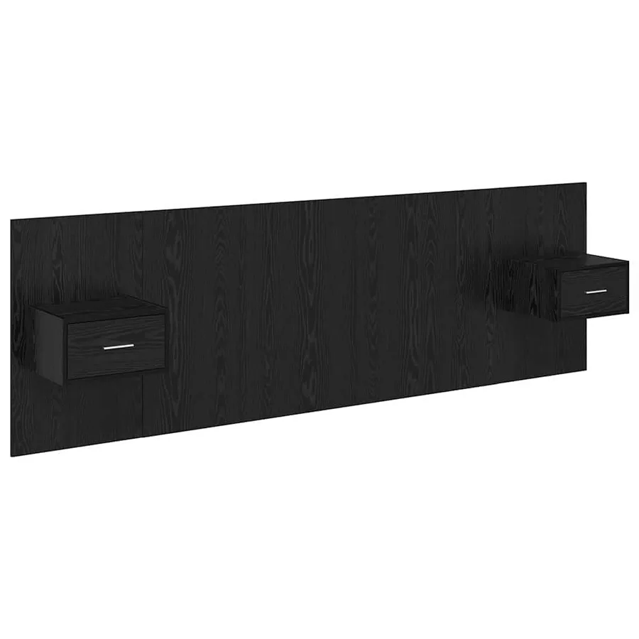 Tête de lit avec armoire 3 pcs Chêne noir Bois d'ingénierie - 2
