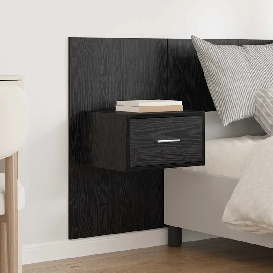 Tête de lit avec armoire 3 pcs Chêne noir Bois d'ingénierie - 4