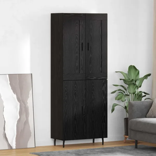 Haut Armoire 2 pcs Chêne noir Bois d'ingénierie