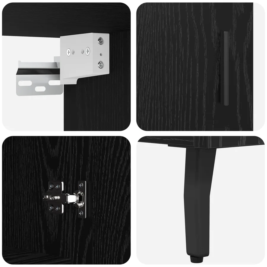 Haut Armoire 2 pcs Chêne noir Bois d'ingénierie - 11