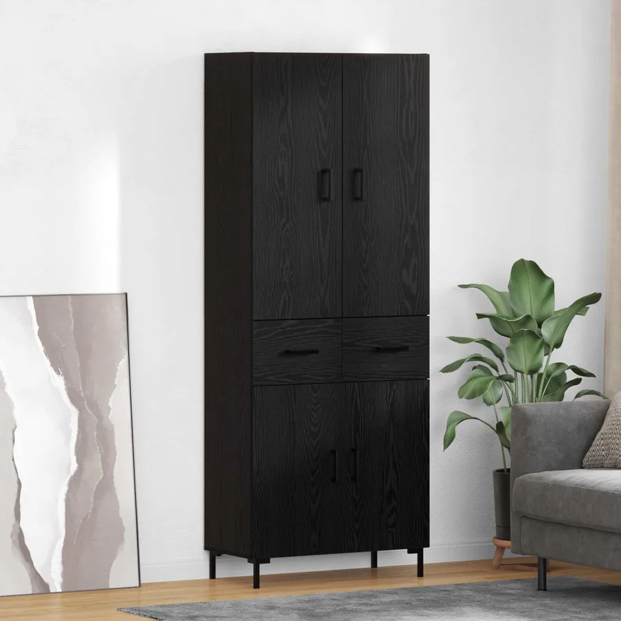 Haut Armoire Chêne noir 69,5 x 34 x 180 cm Bois d'ingénierie