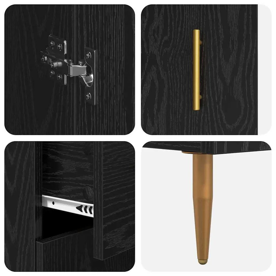 Haut Armoire avec tiroir 2 pcs Chêne noir Bois d'ingénierie - 11