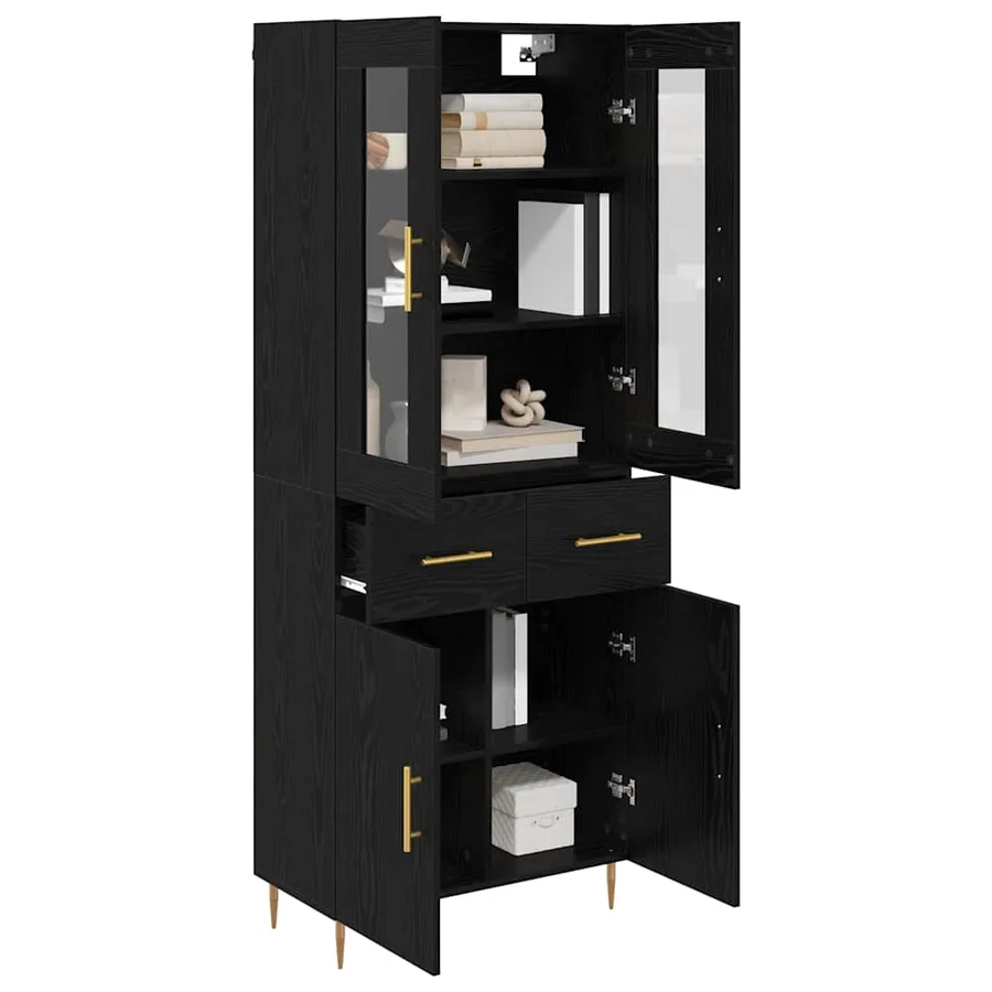 Haut Armoire avec tiroir 2 pcs Chêne noir Bois d'ingénierie - 3