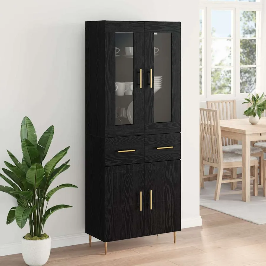 Haut Armoire avec tiroir 2 pcs Chêne noir Bois d'ingénierie - 4