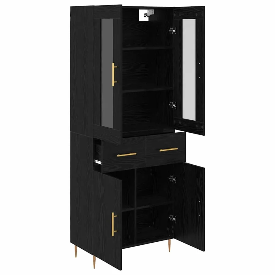 Haut Armoire avec tiroir 2 pcs Chêne noir Bois d'ingénierie - 5