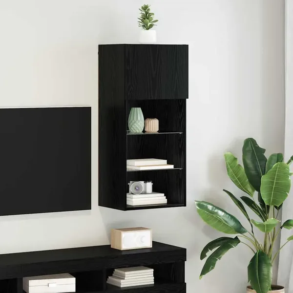 Meuble TV mural Chêne noir 40,5 x 30 x 90 cm Bois d'ingénierie