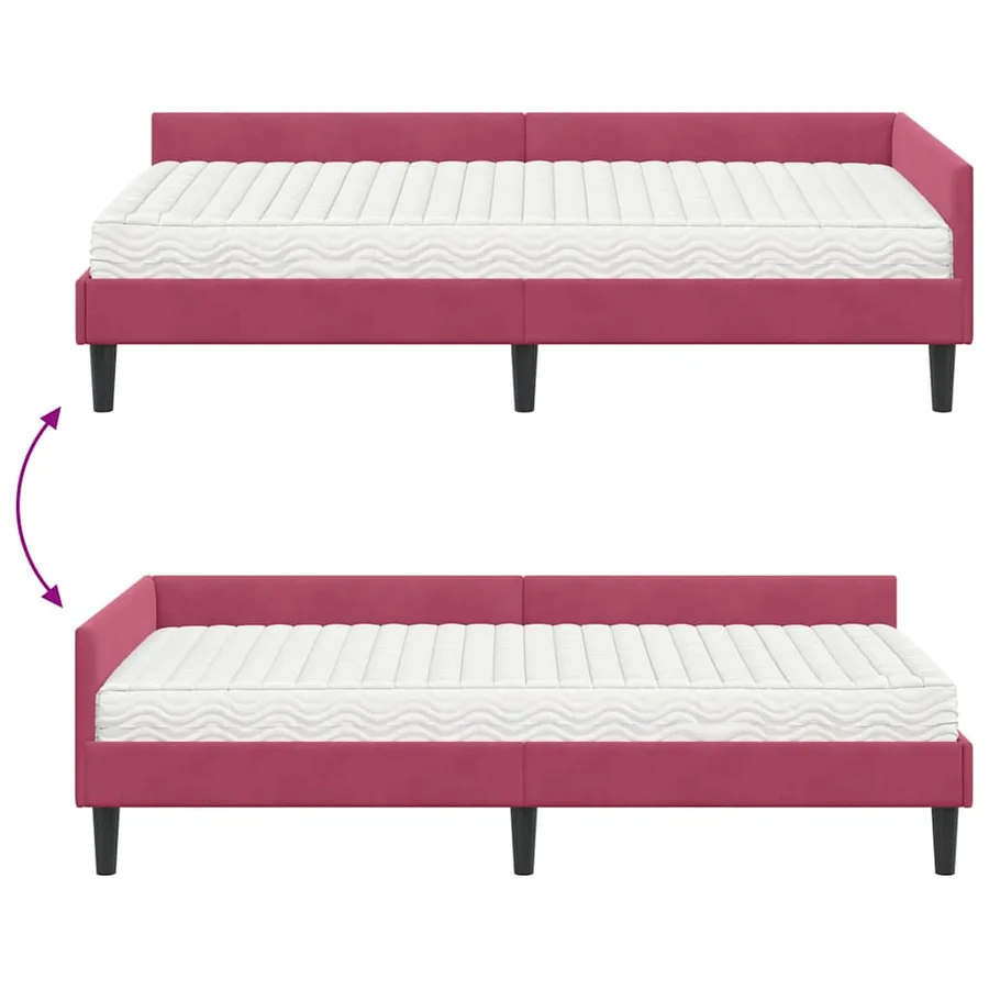 Cadre de lit d'angle avec matelas Autre 2 pcs Vert Velours - 12