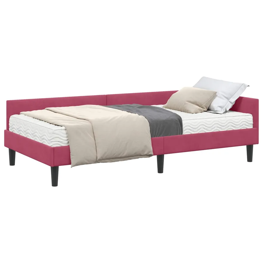 Cadre de lit d'angle avec matelas Autre 2 pcs Vert Velours - 2