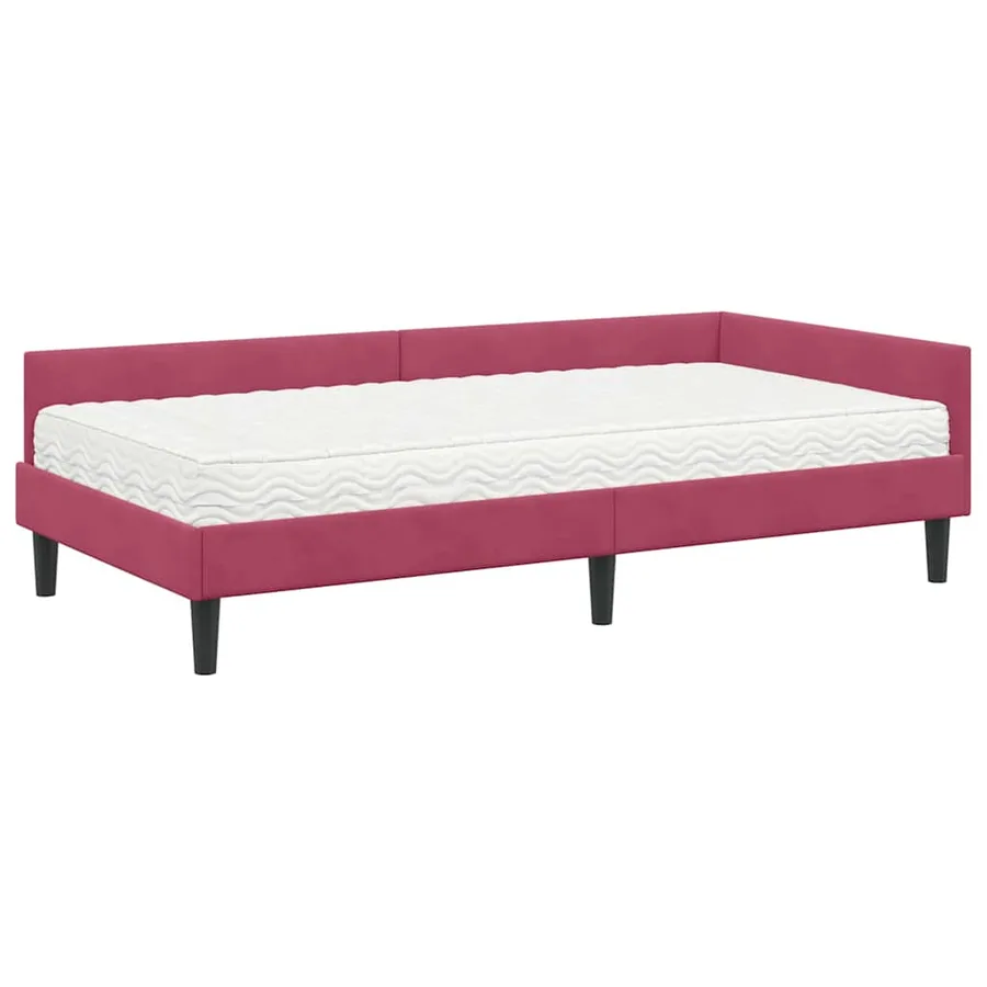 Cadre de lit d'angle avec matelas Autre 2 pcs Vert Velours - 4