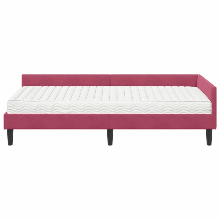 Cadre de lit d'angle avec matelas Autre 2 pcs Vert Velours - 5