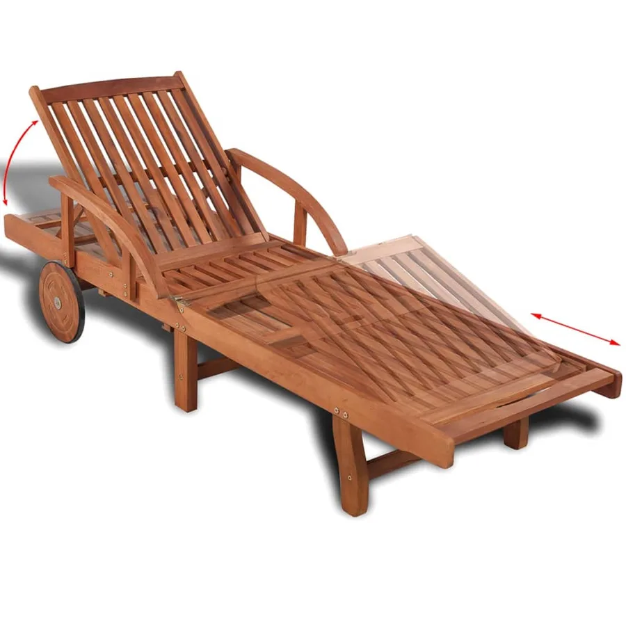 Chaise longue bois massif d'acacia - 3