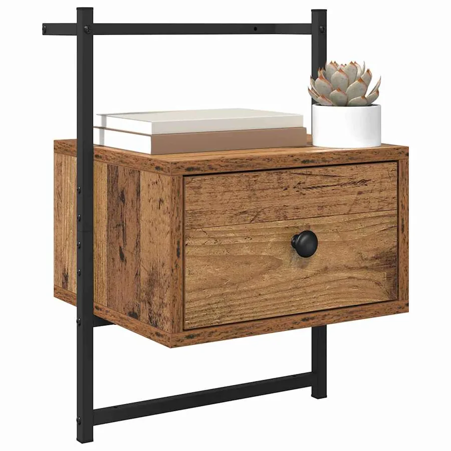 Cabinet de chevet avec tiroir 2 pcs Bois ancien 35 x 30 x 51 cm - 3