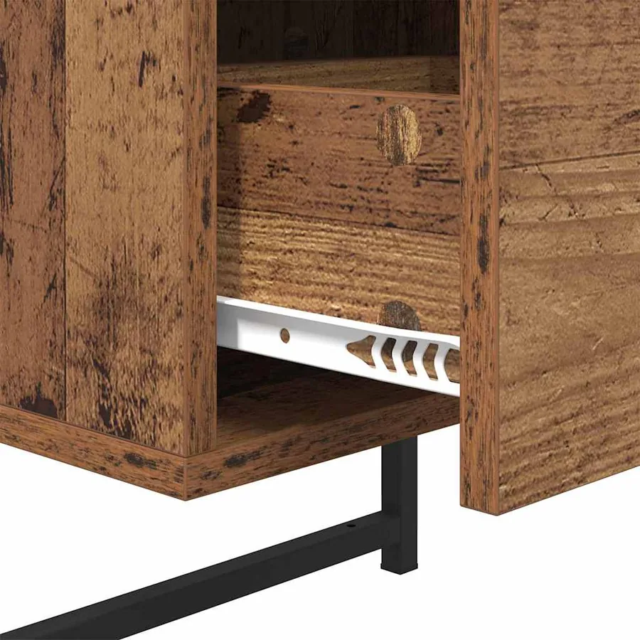 Cabinet de chevet avec tiroir 2 pcs Bois ancien 35 x 30 x 51 cm - 8
