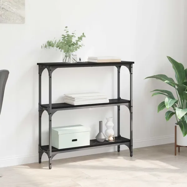 Table console Chêne noir 75 x 22,5 x 75 cm Bois d'ingénierie