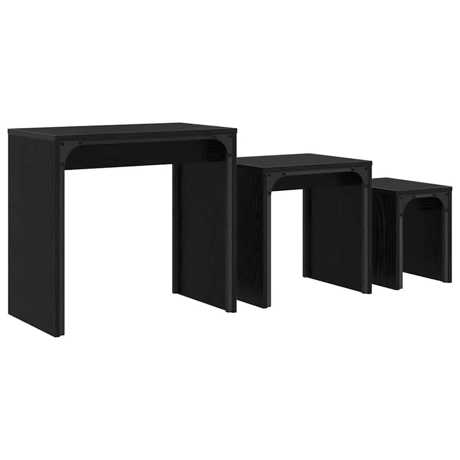 Table basse 3 pcs Chêne noir Bois d'ingénierie - 2