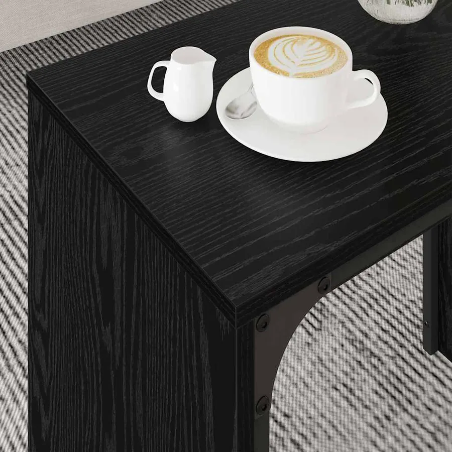 Table basse 3 pcs Chêne noir Bois d'ingénierie - 4