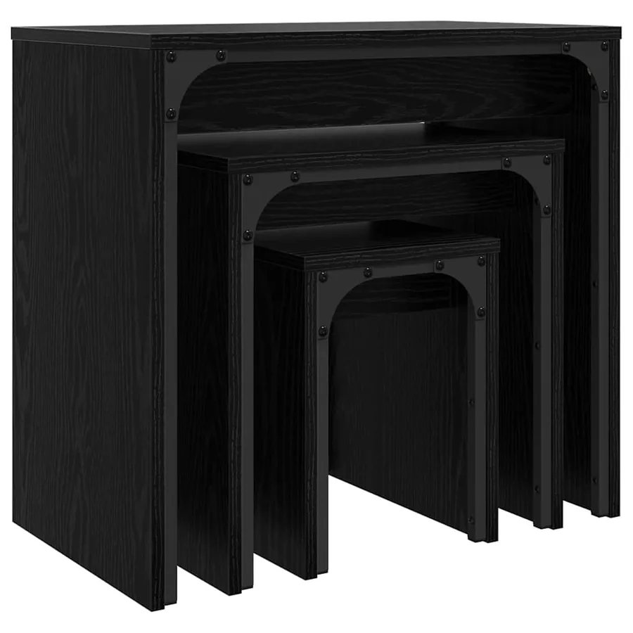 Table basse 3 pcs Chêne noir Bois d'ingénierie - 5