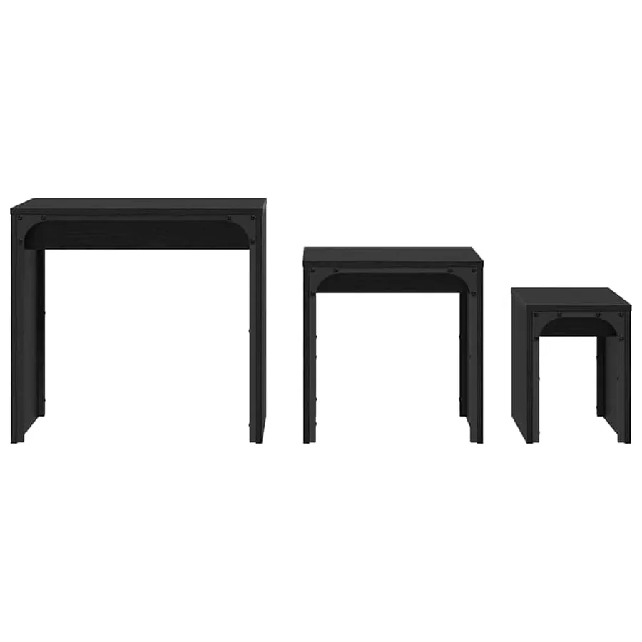 Table basse 3 pcs Chêne noir Bois d'ingénierie - 6