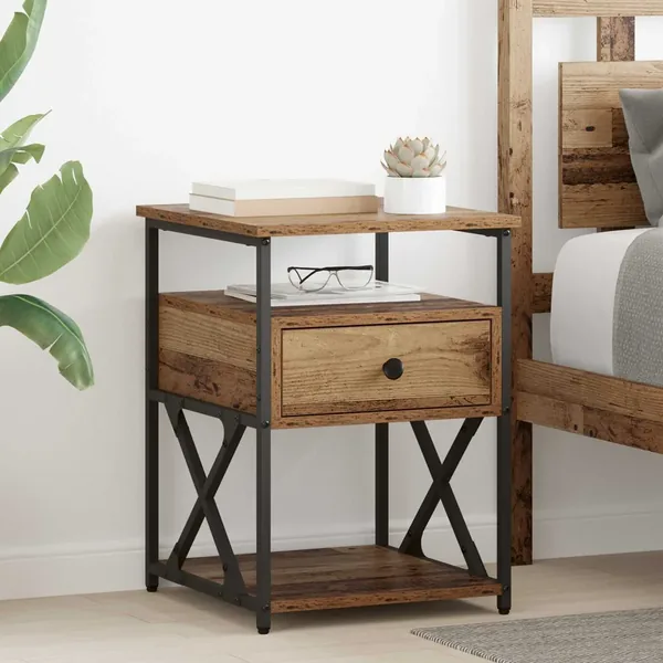 Cabinet de chevet Bois ancien 40 x 42 x 55 cm Bois d'ingénierie