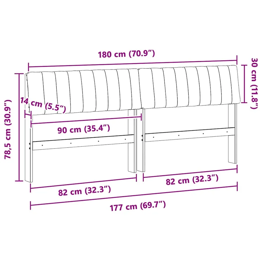 Tête de lit capitonnée Gris foncé 180 cm Pin massif - 11