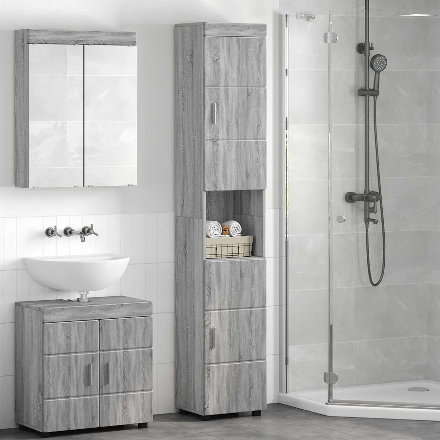 Ensemble d'armoire de salle de bain TULUM Gris Sonoma