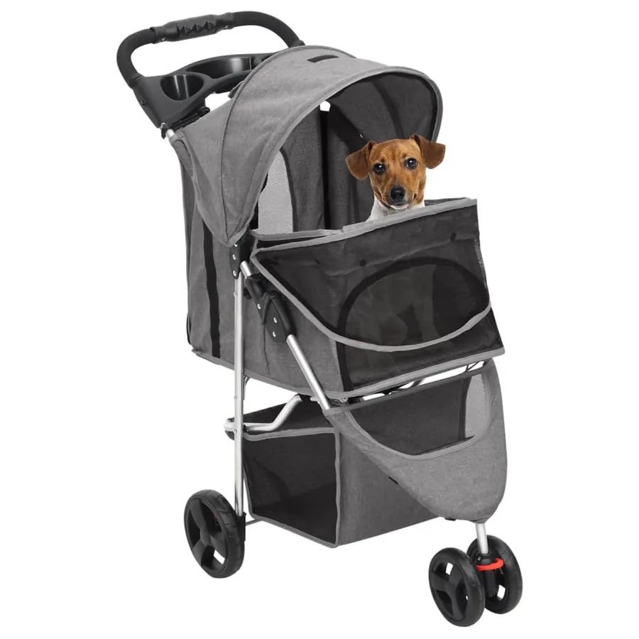 Poussette pour chien pliante Gris 80x46x98 cm Tissu Oxford - 2