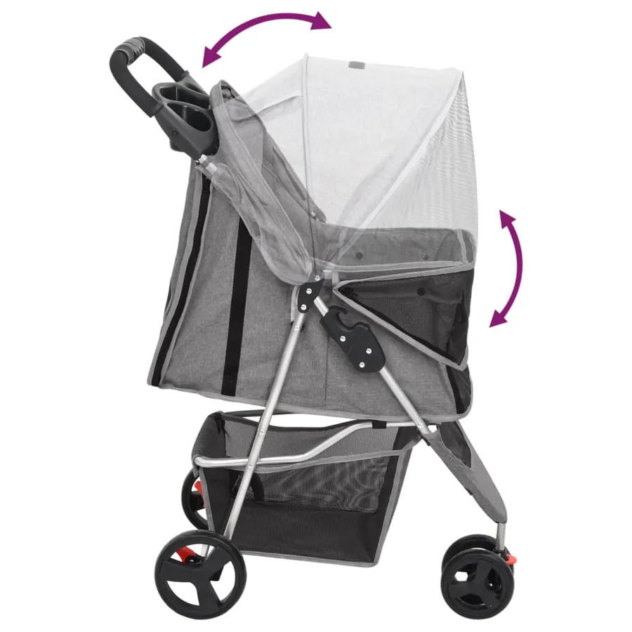 Poussette pour chien pliante Gris 80x46x98 cm Tissu Oxford - 6