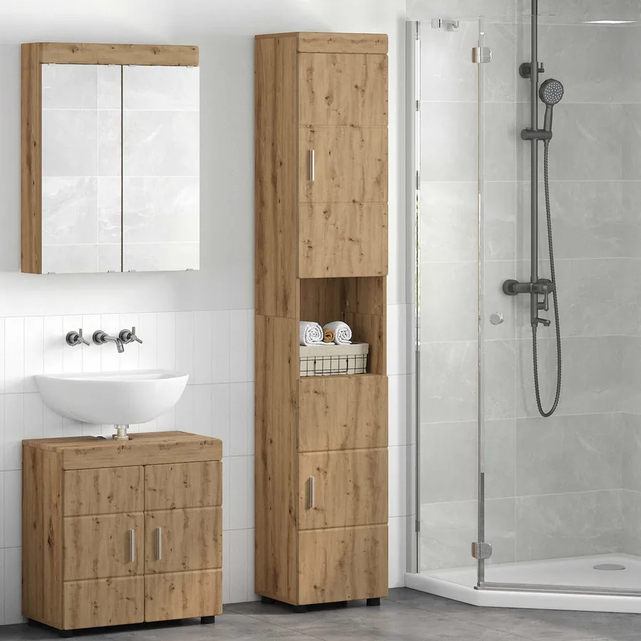 Ensemble d'armoire de salle de bain TULUM Chêne artisanal