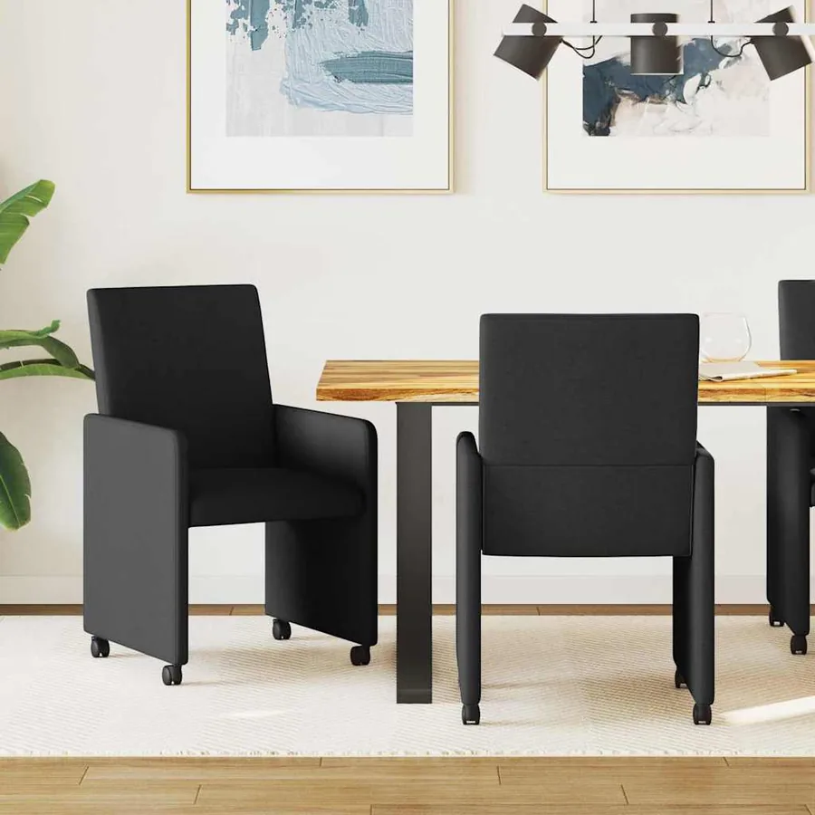 Chaises de Salle à Manger avec Roues 2 pcs Noir 57 x 66 x 94 cm