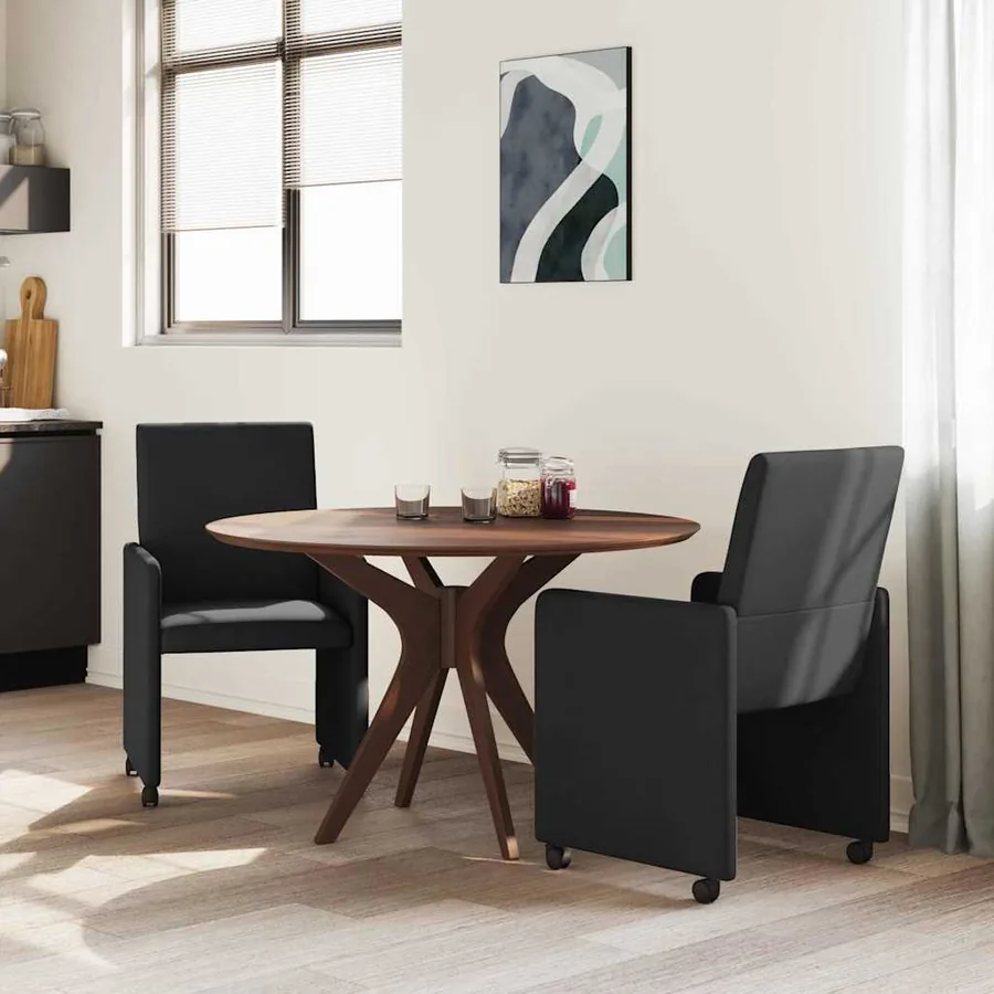 Chaises de Salle à Manger avec Roues 2 pcs Noir 57 x 66 x 94 cm - 3