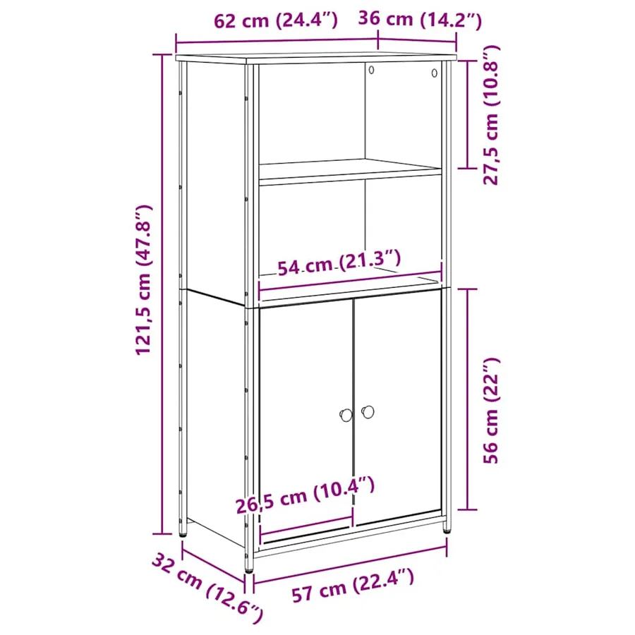 Haut Armoire Chêne artisanal 62 x 36 x 121,5 cm - 14