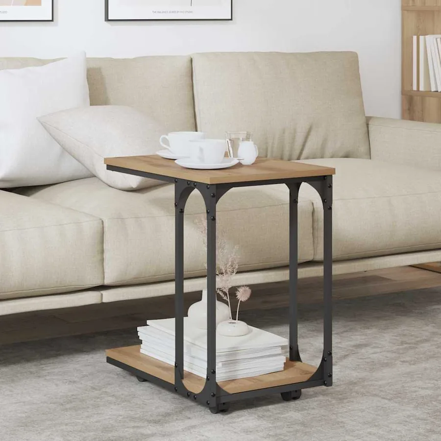 Table d'appoint Chêne artisanal 50 x 35 x 55,5 cm - 4