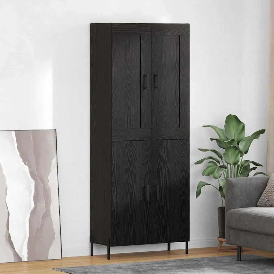 Haut Armoire 2 pcs Chêne noir Bois d'ingénierie