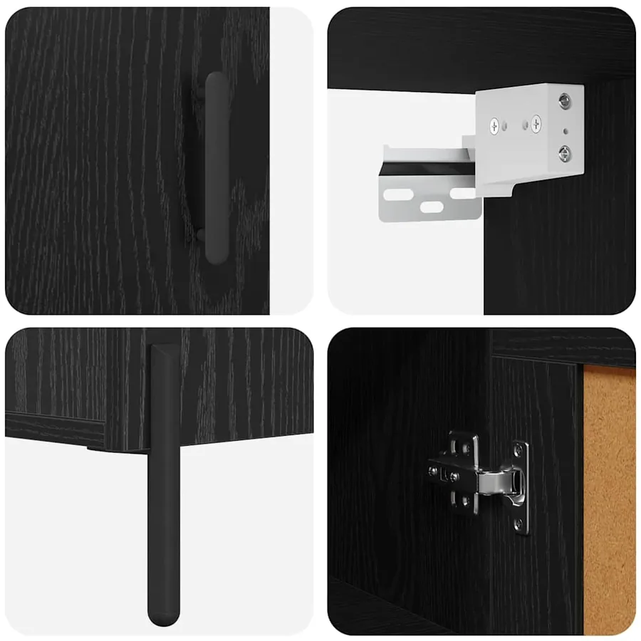 Haut Armoire 2 pcs Chêne noir Bois d'ingénierie - 11